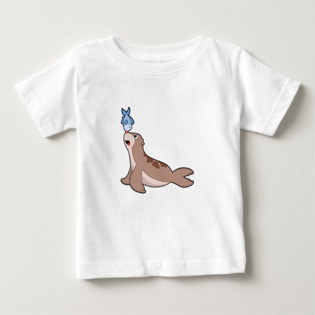 T-shirt Pour Bébé Phoque avec poisson (2).PNG (Devant)