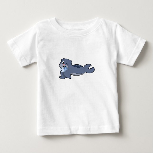 T-shirt Pour Bébé Phoque avec poisson (3).PNG (Devant)