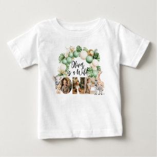T-shirt Pour Bébé Photo d'animal de safari d'anniversaire Wild One