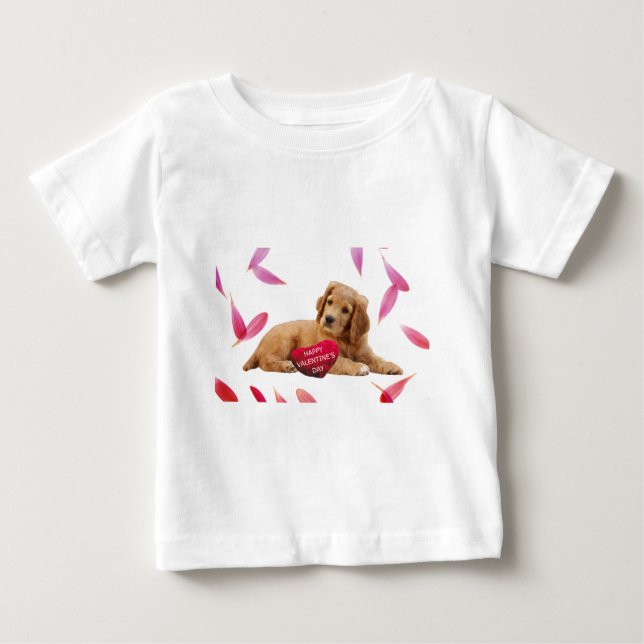 T-shirt Pour Bébé Photo de Chien de la Saint Valentin (Devant)