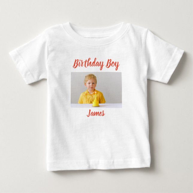 T-shirt Pour Bébé Photo personnalisée Birthday Boy Baby (Devant)
