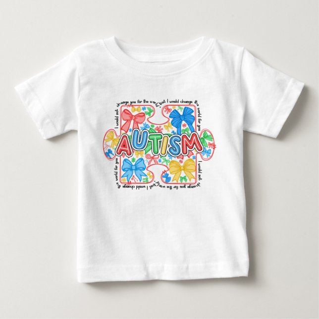 T-shirt Pour Bébé Pièce de puzzle sensibilisation sur l'autisme avec (Devant)
