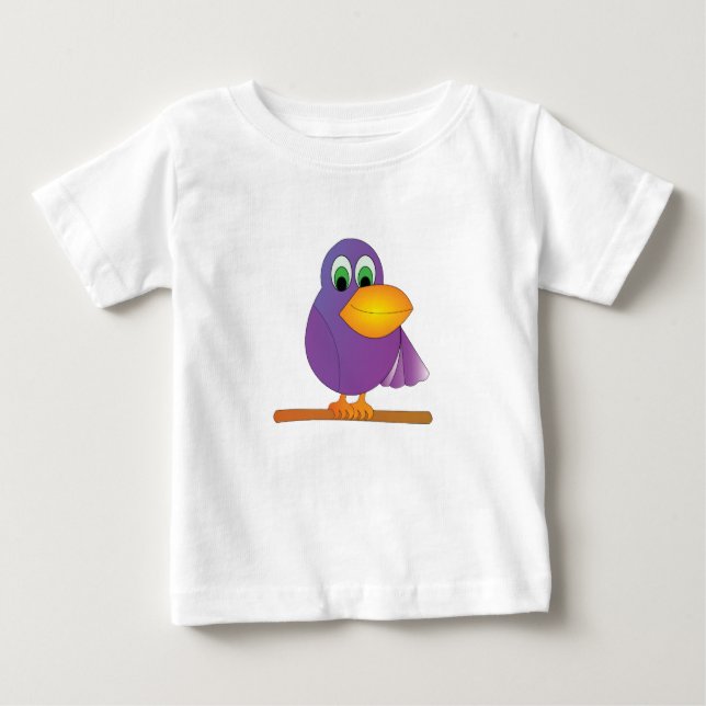 T-shirt Pour Bébé Pièce en t pourpre heureuse de bébé de perroquet (Devant)