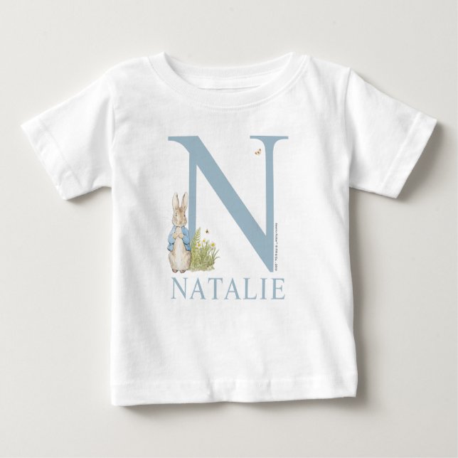 T-shirt Pour Bébé Pierre Rabbit| N est pour (Devant)