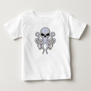 T-shirt Pour Bébé Pieuvre avec 8 bras et crâne