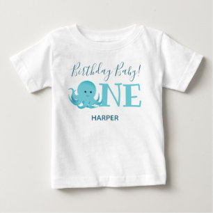 T-shirt Pour Bébé Pieuvre mignonne Un nom Premier anniversaire Baby 