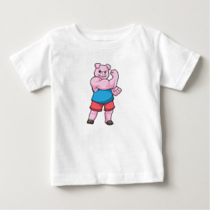 T-shirt Pour Bébé Pig comme Bodybuilder avec grand bras Supérieur