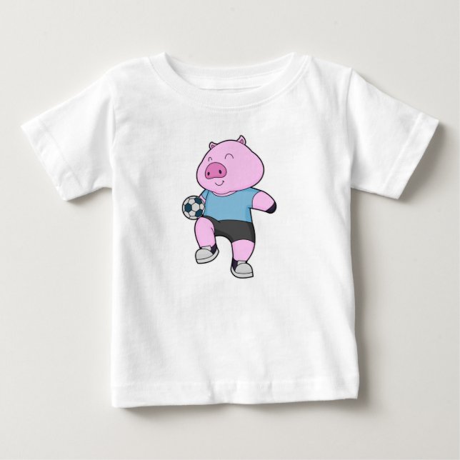 T-shirt Pour Bébé Pig Soccer joueur Soccer (Devant)