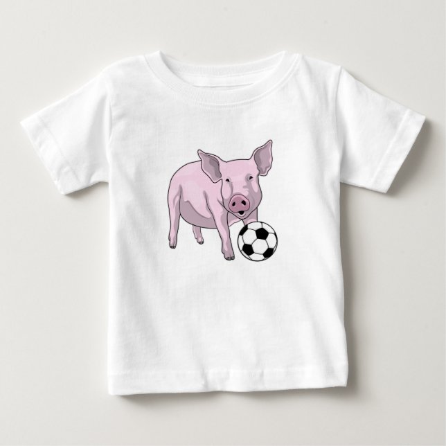 T-shirt Pour Bébé Pig Soccer joueur Soccer (Devant)