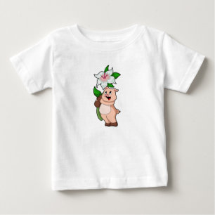 T-shirt Pour Bébé Pig with Flower Lily