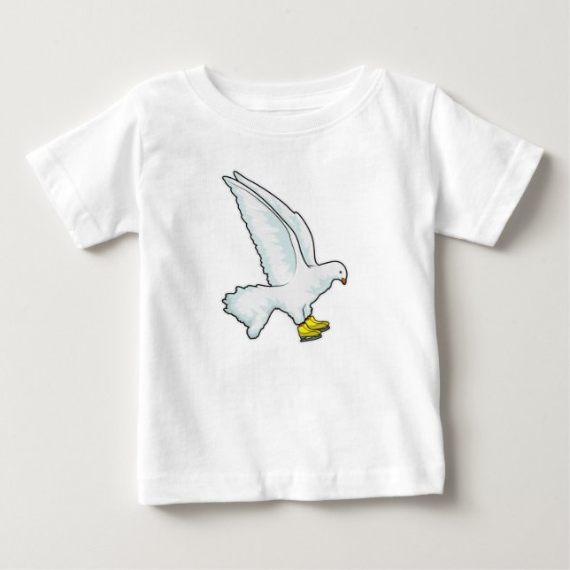 T-shirt Pour Bébé Pigeon Patinage sur glace Patins sur glace (Devant)