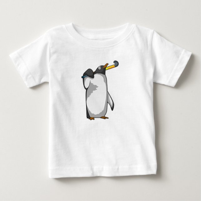T-shirt Pour Bébé Pingouin à hockey (Devant)