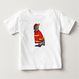 T-shirt Pour Bébé Pingouin as Firefighter with Helmet