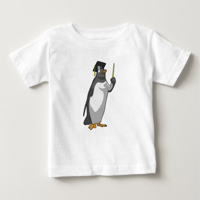 T-shirt Pour Bébé Pingouin as Teacher with Pointer (Devant)