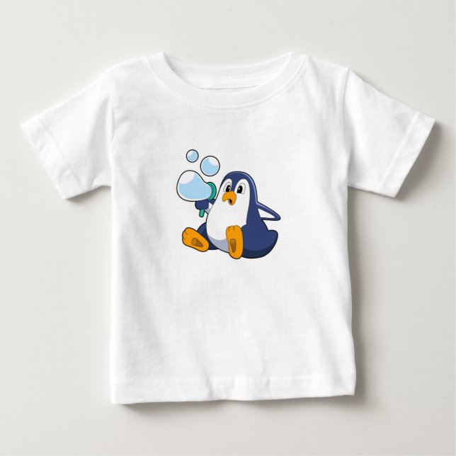 T-shirt Pour Bébé Pingouin avec bulles de savon.PNG (Devant)