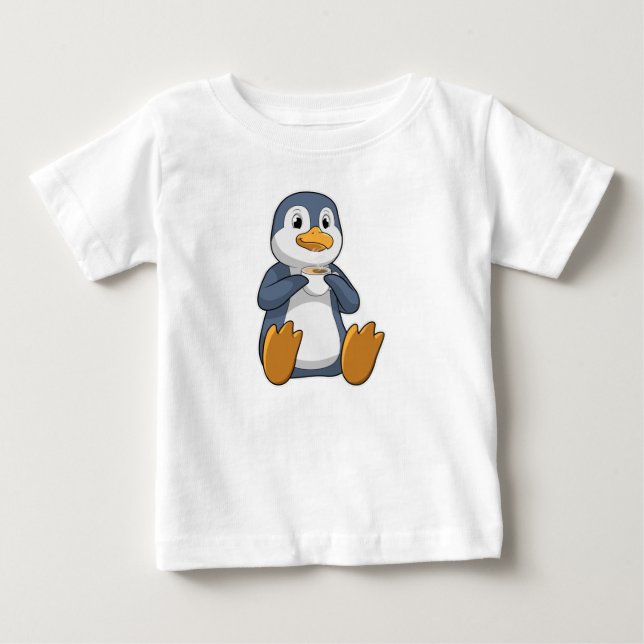 T-shirt Pour Bébé Pingouin avec la coupe du café (Devant)