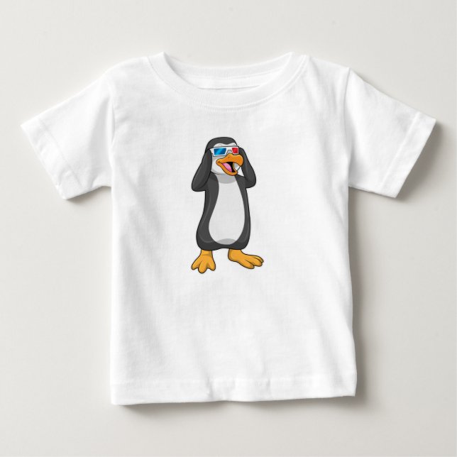 T-shirt Pour Bébé Pingouin avec lunettes (Devant)