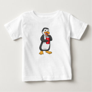 T-shirt Pour Bébé Pingouin avec tasse à boire avec paille