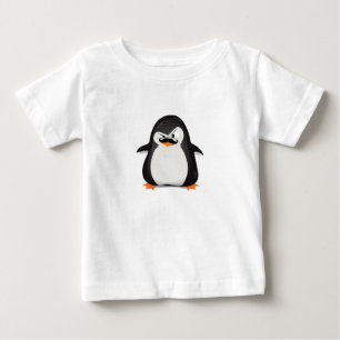 T-shirt Pour Bébé Pingouin blanc noir mignon et moustache drôle