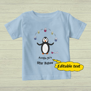 T-shirt Pour Bébé Pingouin jonglage cupcakes texte personnalisé