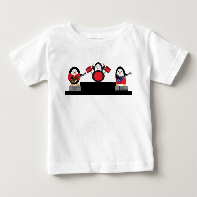 T-shirt Pour Bébé Pingouin Music Cute Rock Band (Devant)