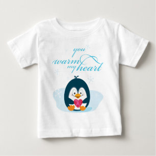 T-shirt Pour Bébé PINGOUIN "vous chauffez mon coeur "