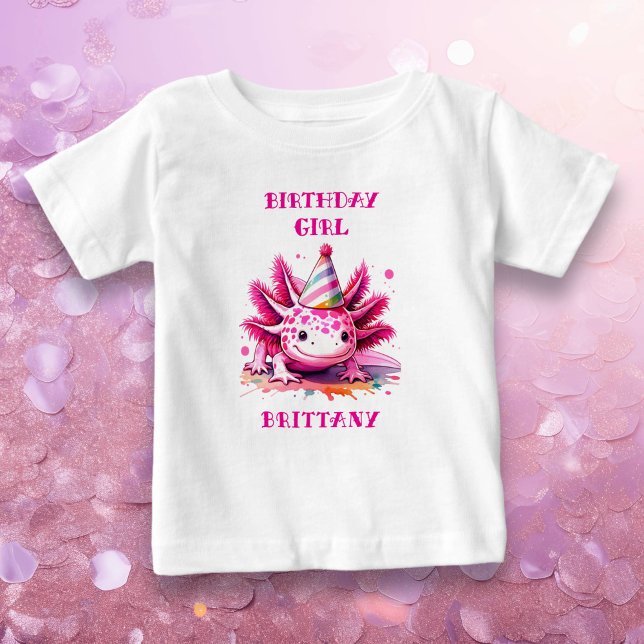 T-shirt Pour Bébé Pink Axolotl fille d'anniversaire personnalisée (Créateur téléchargé)