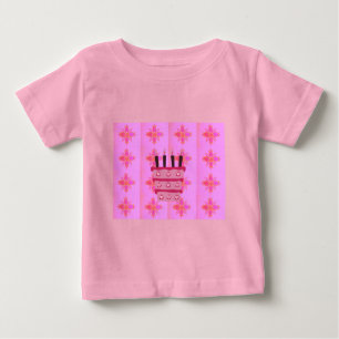 T-shirt Pour Bébé Pink Bird Cake Art Imprimer