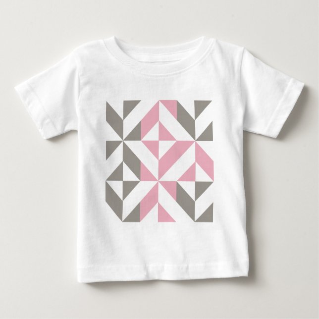 T-shirt Pour Bébé Pink Raspberry and Silver Geometric ZigZag (Devant)