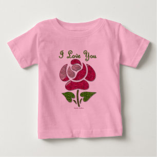 T-shirt Pour Bébé Pink Stencil Rose I Love You