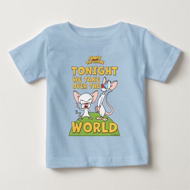T-shirt Pour Bébé Pinky et le cerveau | Reprendre Le Monde (Devant)