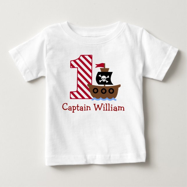 T-shirt Pour Bébé Pirate personnalisable chemise de premier annivers (Devant)
