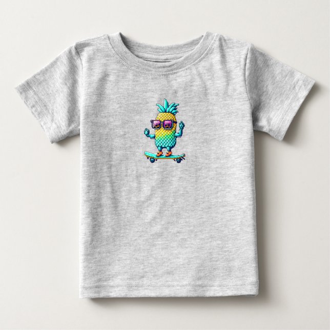 T-shirt Pour Bébé Pixel ananas (Devant)