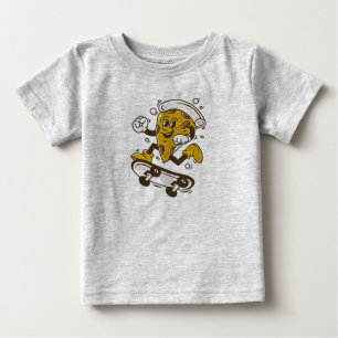 T-shirt Pour Bébé Pizza Skateboard Caractère Pizza Carton Cute