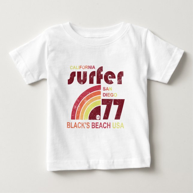 T-shirt Pour Bébé plage la Californie de noirs (Devant)