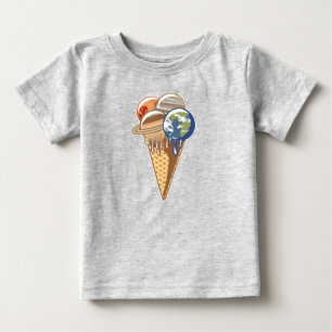 T-shirt Pour Bébé Planète Cône de Glace Drôle de Nourriture