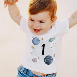 T-shirt Pour Bébé Planète Galaxie Un Vêtement Premier Anniversaire E