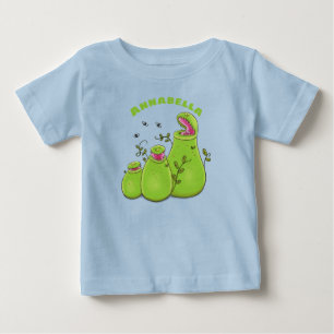 T-shirt Pour Bébé Plantes à pièges carnivores vertes drôles dessin a