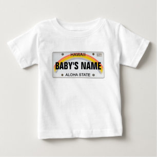 T-shirt Pour Bébé Plaque minéralogique hawaïenne (personnalisable)