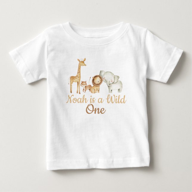 T-shirt Pour Bébé Playera De Bebé Wild One Safari (Devant)