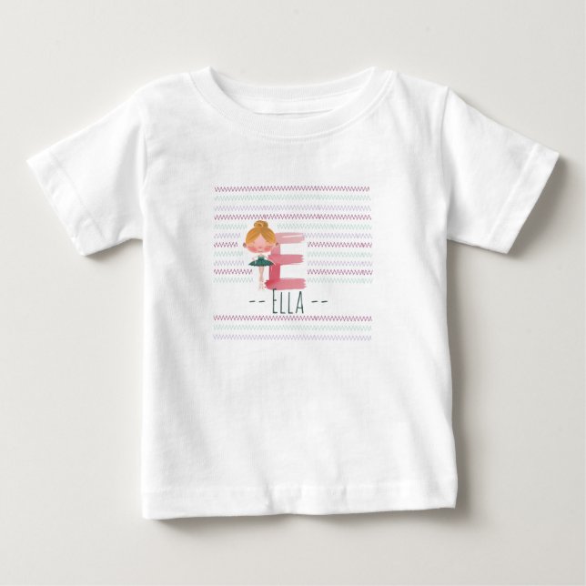 T-shirt Pour Bébé Plink Cute Ballerina Letter E Toddler  (Devant)