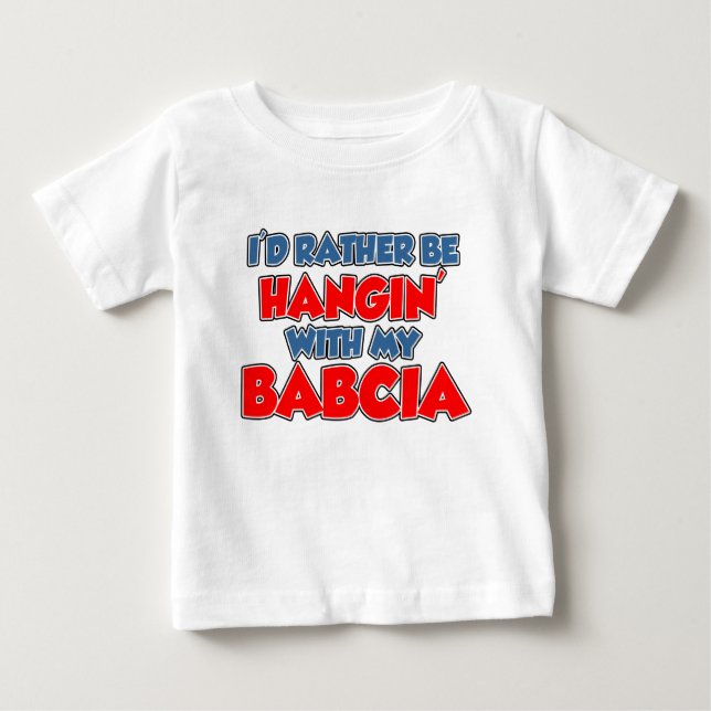 T-shirt Pour Bébé Plutôt coup avec Babcia (Devant)