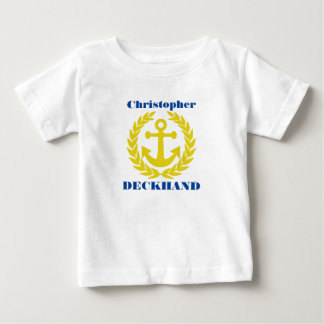T-shirt Pour Bébé Poche avec nom de bateau et motif d'ancre