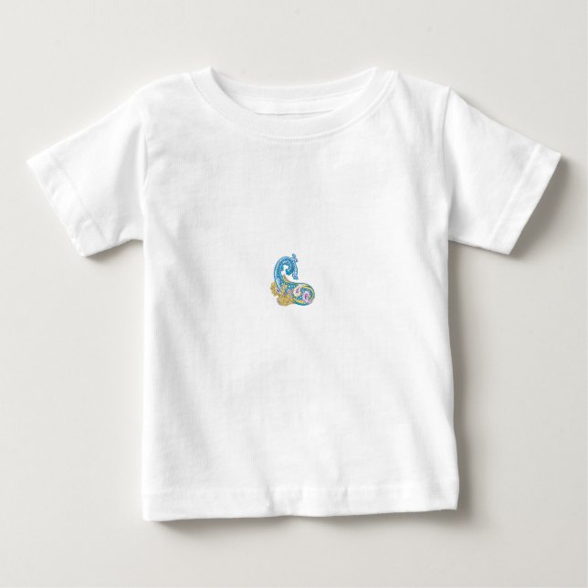 T-shirt Pour Bébé Point, Sherpa Blue, Design de sable doré (Devant)