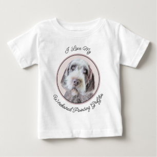 T-shirt Pour Bébé Pointing à poils durs Peinture Griffon - Art Chien