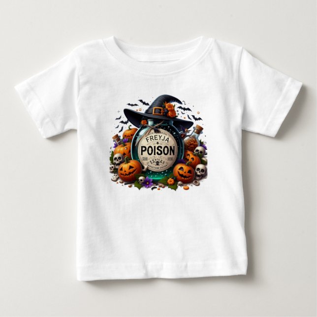 T-shirt Pour Bébé Poison d'Halloween avec nom enfant (Devant)