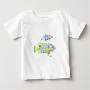 T-shirt Pour Bébé Poisson Ange Avec Parapluie