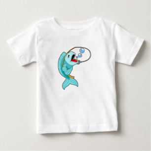 T-shirt Pour Bébé Poisson avec canne à pêche
