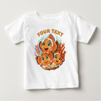 Poisson clown Dessin animé mignon Famille Sous l'e