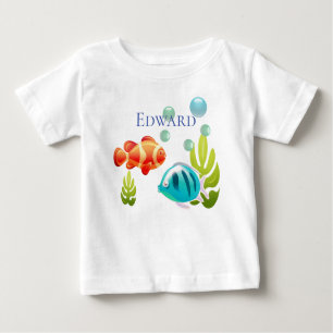 T-shirt Pour Bébé Poisson coloré aux bulles et algues